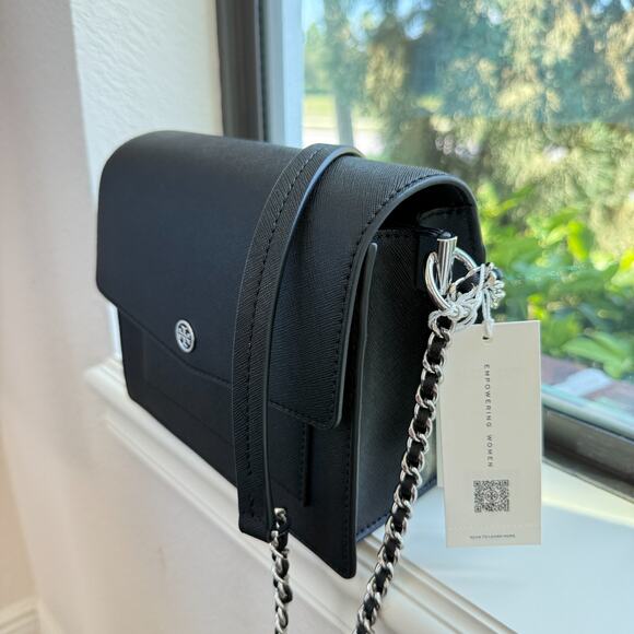 Tory Burch ROBINSON CONVERTIBLE SHOULDER BAG 154317 Black/Silver Authentic‼️ - Picture 6 of 16